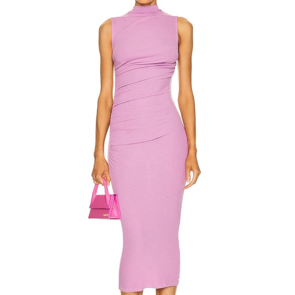 Enza Costa Dresses & Skirts - ENZA COSTA Silk Knit Sleeveless Twist Midi Dress In Orchid